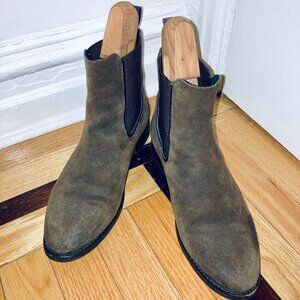 Thursday Boots Women’s Duchess Chelsea Boots – Dark Olive Suede, Size 9.5
